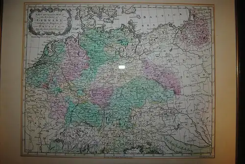 Altkolorierte Kupferstichkarte - A New and Accurate Map of Germany - 1759