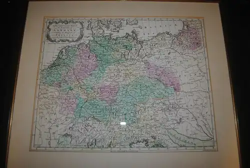 Altkolorierte Kupferstichkarte - A New and Accurate Map of Germany - 1759