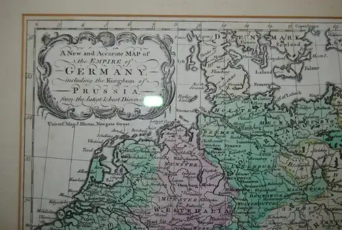 Altkolorierte Kupferstichkarte - A New and Accurate Map of Germany - 1759