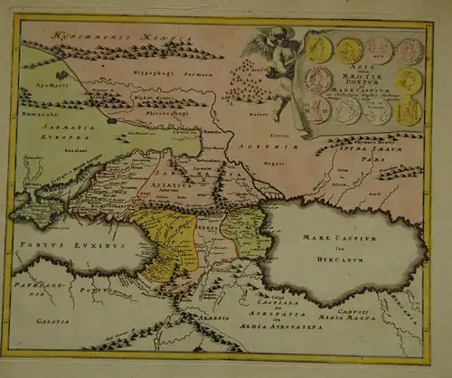 Kaspisches Meer und Umgebung – Altkolor. Karte – 1720