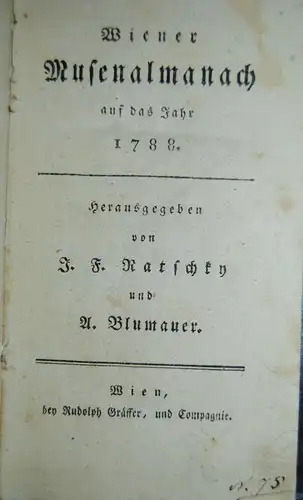 Wiener Musenalmanach auf das Jahr 1788
