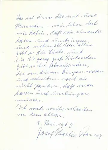 Bauer Joseph Martin - Eigenhändiges Schreiben mit Unterschrift - 1963