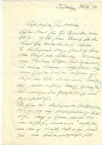 Brandenburg-Polster Dora - Eigenh. Brief mit Unterschrift - 1950