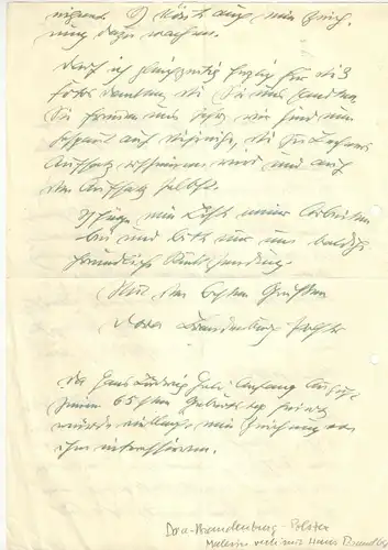 Brandenburg-Polster Dora - Eigenh. Brief mit Unterschrift - 1950