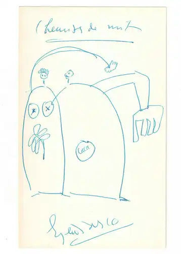 Ionesco Eugène - Eigenhändige Zeichnung mit Unterschrift - 1962