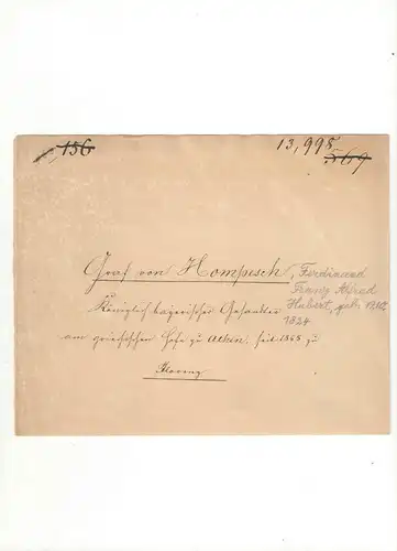 Von Hompesch-Bollheim - Eigenhändiger Brief mit Unterschrift - 1861