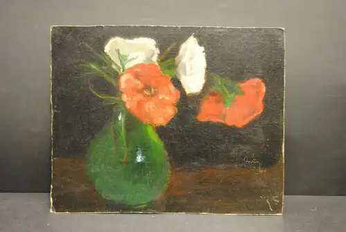 Anders - Ölbild - Grüne Blumenvase mit roten und weißen Blumen - 1916