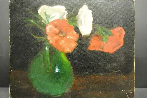 Anders - Ölbild - Grüne Blumenvase mit roten und weißen Blumen - 1916