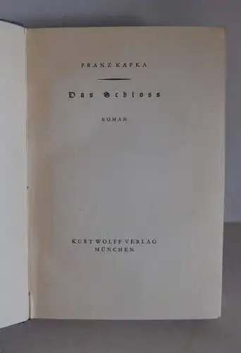 Kafka - Das Schloss - Erstausgabe - 1926