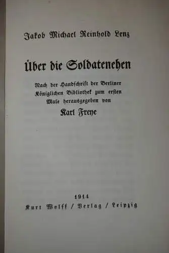 Lenz - Über die Soldatenehen - 1914