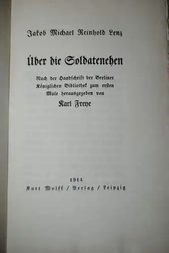 Lenz - Über die Soldatenehen - 1914