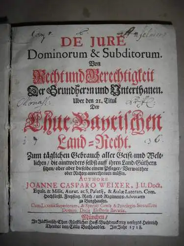 Weixer - De Jure Dominorum & Subditorum - 1718