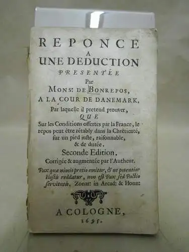 Reponce à une déduction presentée par Mons: de Bonrepos - 1695