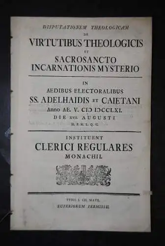 Disputationem theologicam de virtutibus theologicis - München 1761