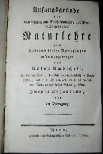 Ambeschell - Naturlehre - 3 Bde. - mit Kupfern - 1792-1793