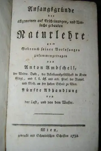 Ambeschell - Naturlehre - 3 Bde. - mit Kupfern - 1792-1793