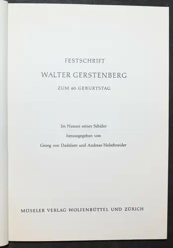 Festschrift Walter Gerstenberg. Zum 60. Geburtstag - G. v. Dadelsen - Mozart
