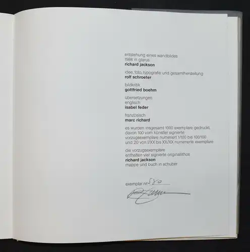 Richard Jackson – G. Jackson-Boehm - 1988 nummeriert u. signiert - Katalog
