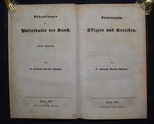 ERSTE AUSGABEN - Abhandlungen zur Philosophie der Kunst 1837 - H. T. Rötscher