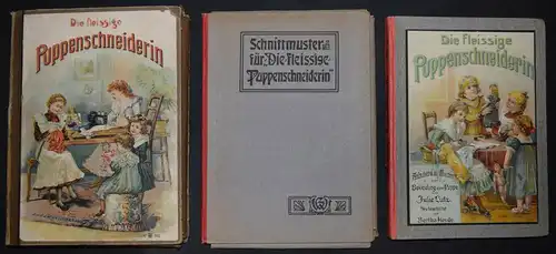 Die Puppenschneiderin um 1905 mit Chromolithographien - Schnittmuster - J. Lutz