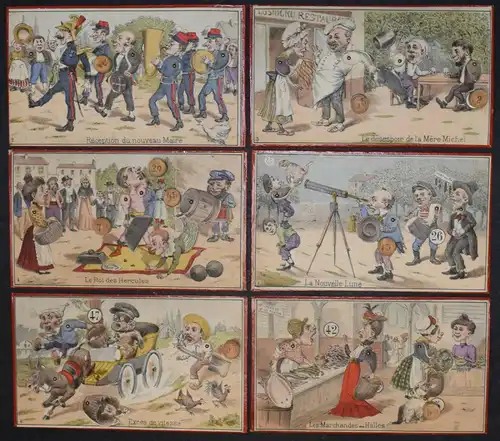 UNGEWÖHNLICH SCHÖNES UND ORIGINELLES LOTTO-SPIEL UM 1870 - LOTTO ANIMÉ