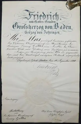 Friedrich I., Großherzog von Baden, Eigenhändige Unterschrift 1899