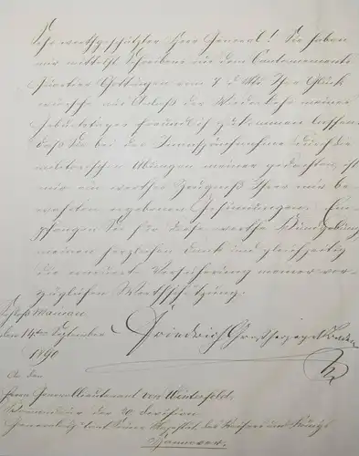 Friedrich I., Großherzog von Baden, Eigenhändiger Brief an Hugo v. Winterfeld