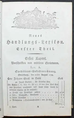 EULER - NEUES HANDLUNGS-LEXIKON - SELTENE ERSTE AUSGABE - 1790 - HANDEL