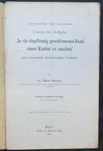 Oskar Simony, über ZAHLENTHEORIE PRIMZAHLEN - MATHEMATIK - 1881