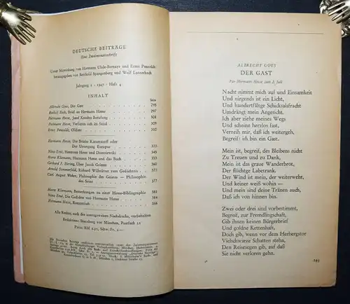 Hermann Hesse zum siebzigsten Geburtstag - 1947-1948 - Hans Carossa