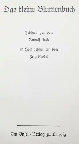 Insel-Bücherei Nr. 281 – Koch, Das kleine Blumenbuch SELTENE VORZUGSAUSGABE