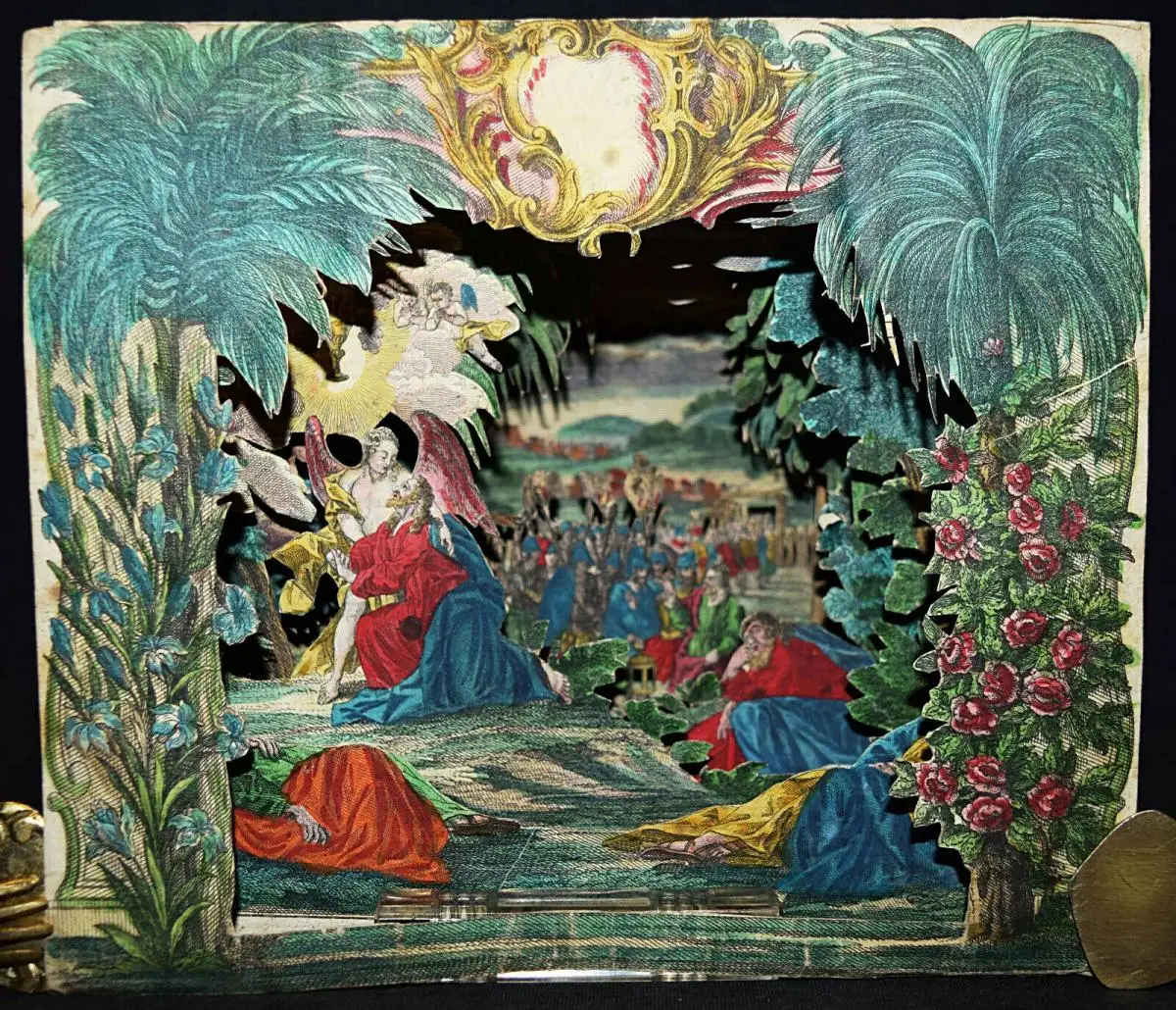 PAPIERTHEATER um 1730 - Engelbrecht  – Jesus im Garten Gethsemane - DIORAMA 0
