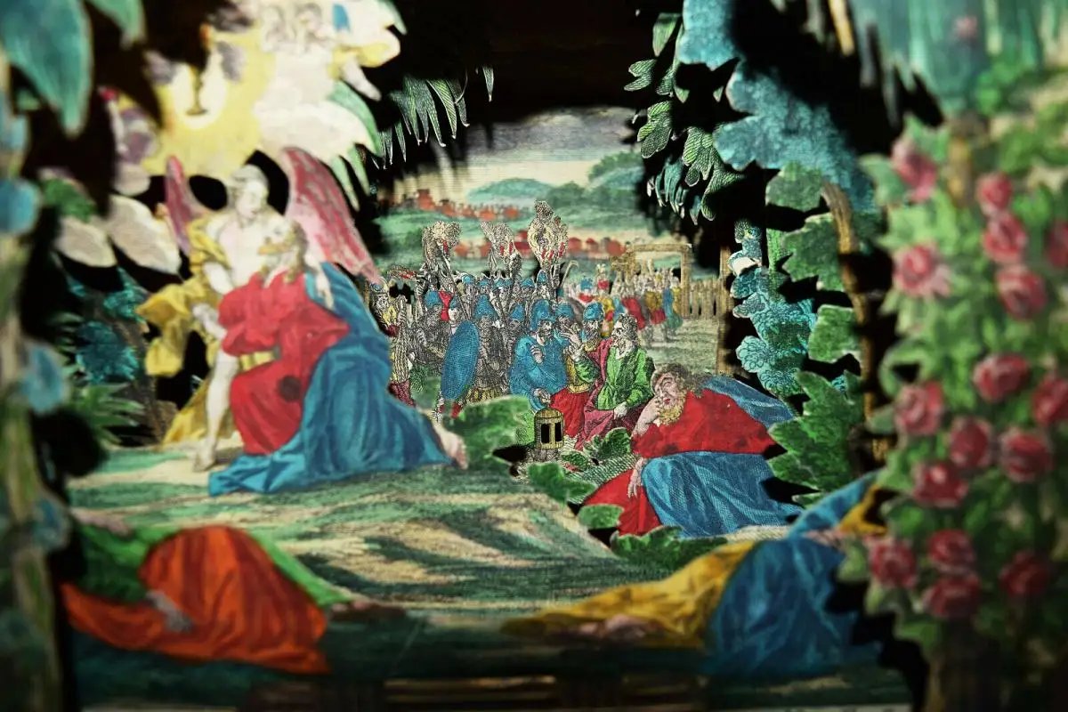 PAPIERTHEATER um 1730 - Engelbrecht  – Jesus im Garten Gethsemane - DIORAMA 2