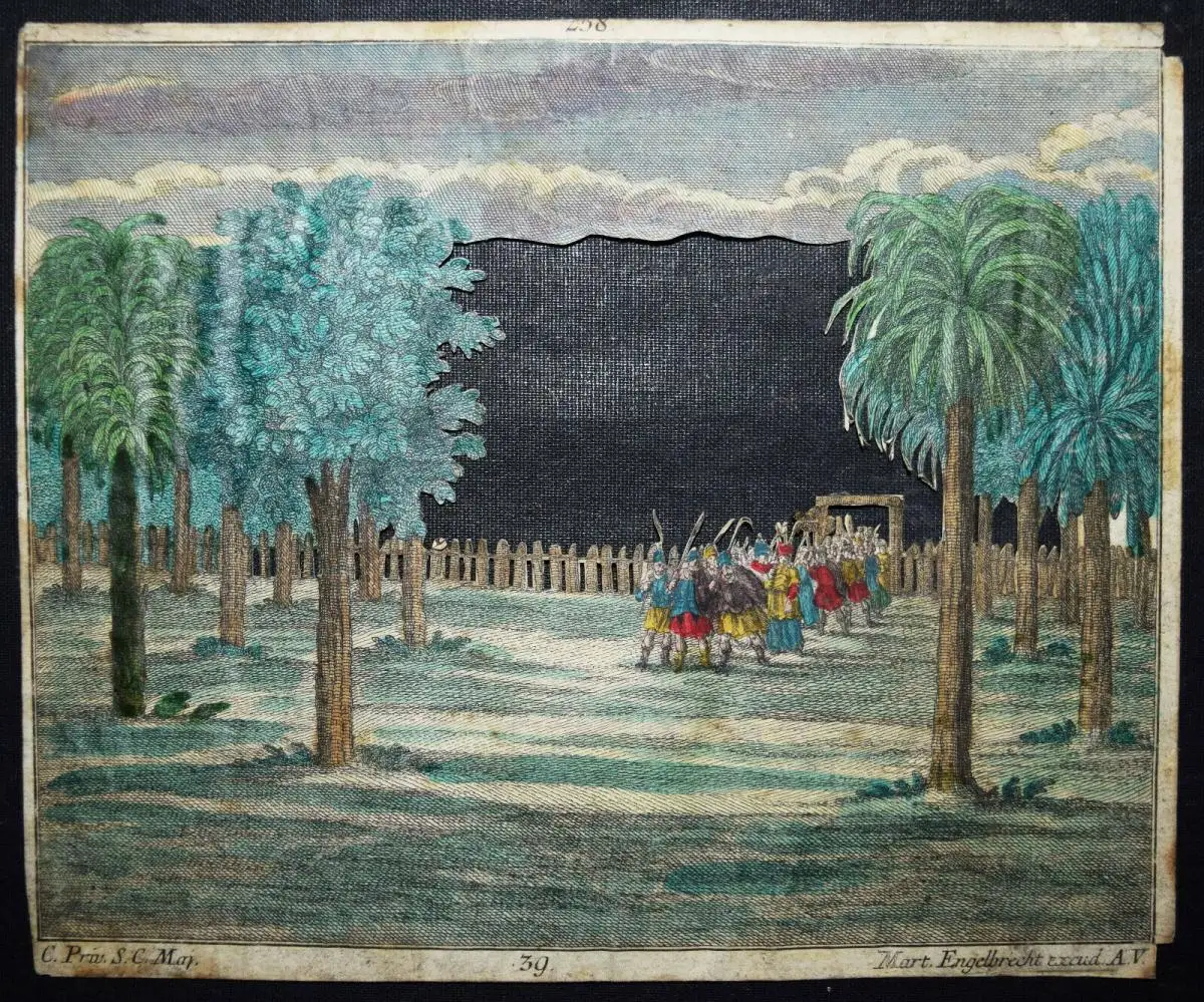 PAPIERTHEATER um 1730 - Engelbrecht  – Jesus im Garten Gethsemane - DIORAMA 4