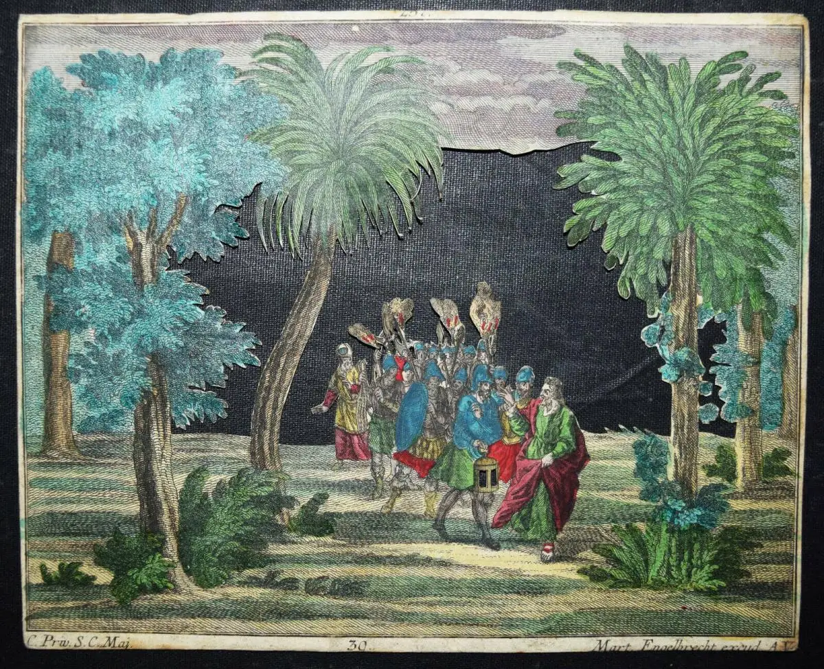 PAPIERTHEATER um 1730 - Engelbrecht  – Jesus im Garten Gethsemane - DIORAMA 5