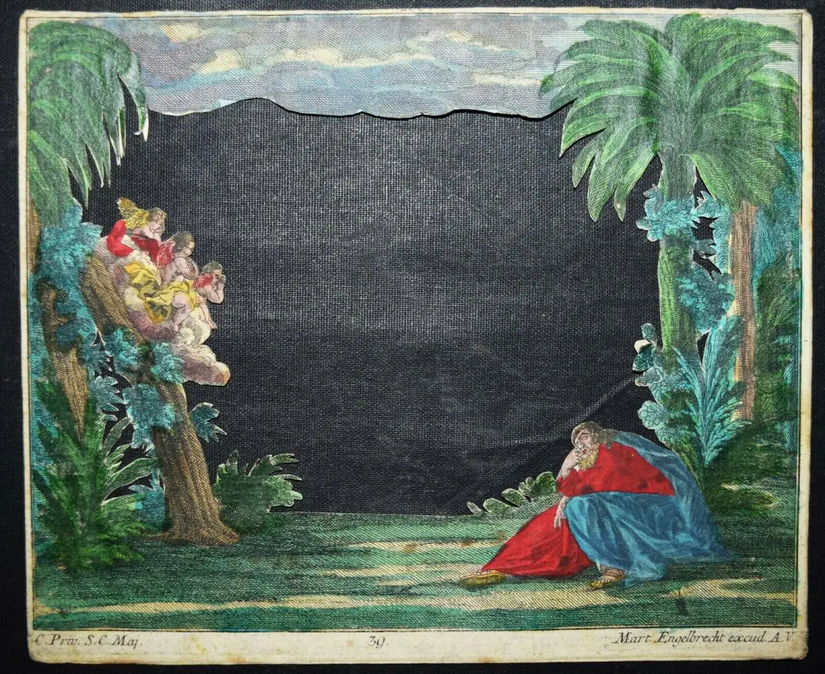 PAPIERTHEATER um 1730 - Engelbrecht  – Jesus im Garten Gethsemane - DIORAMA 6