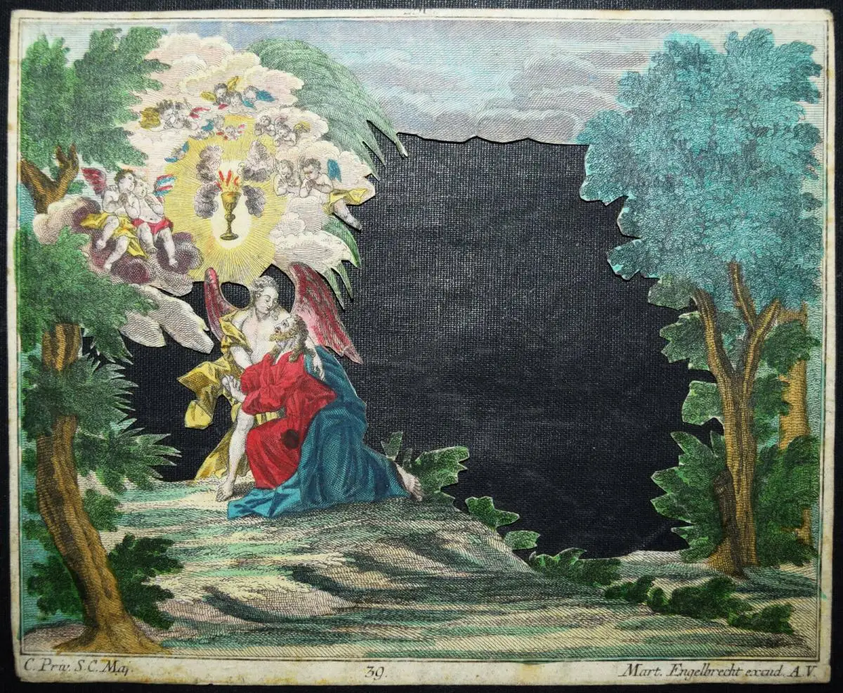 PAPIERTHEATER um 1730 - Engelbrecht  – Jesus im Garten Gethsemane - DIORAMA 7