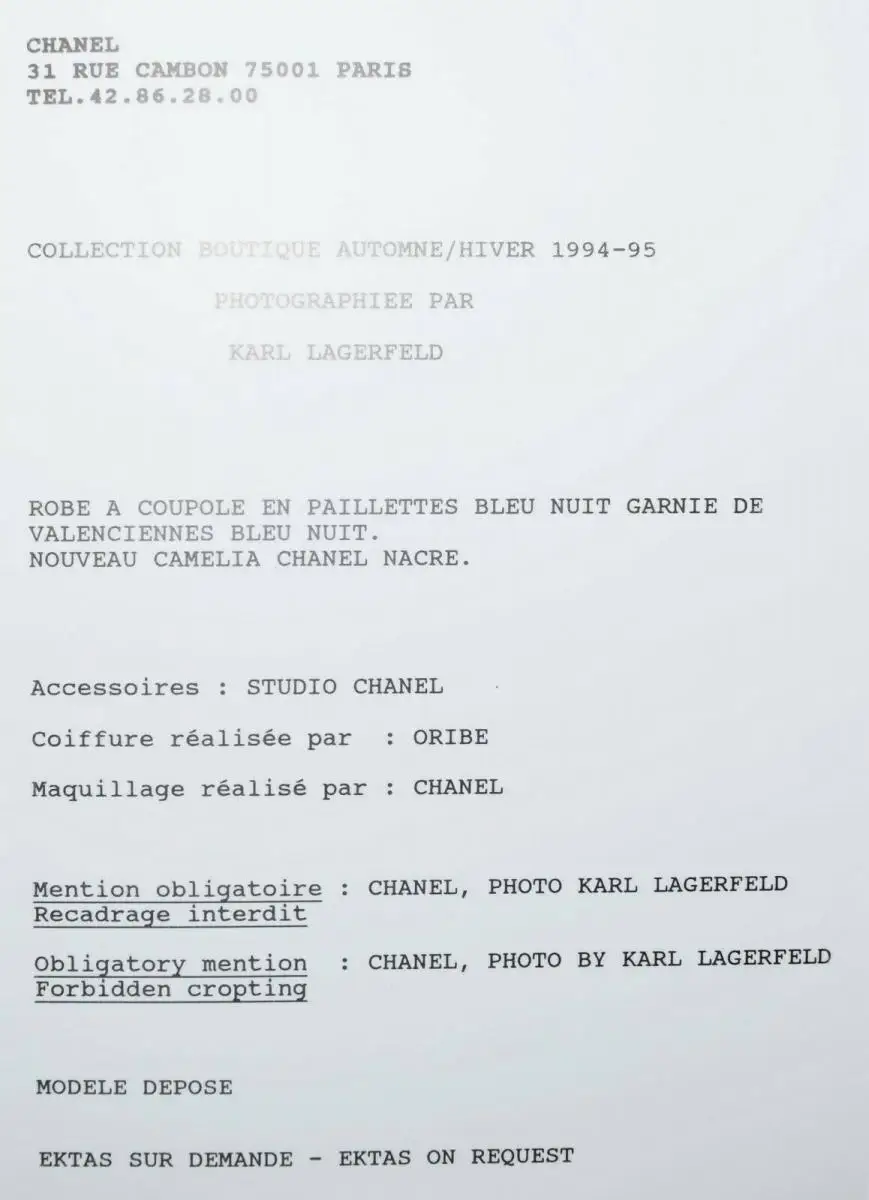 Lagerfeld, 5 Orig.-Photographien - Paris, Chanel 1994 MODE 3