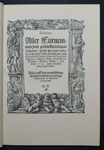 Die Relation des Jahres 1609 - Walter Schöne - Faksimile 1940