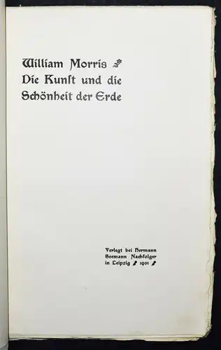 Morris, Die Kunst und die Schönheit der Erde - Leipzi, Seemann 1901 JUGENDSTIL