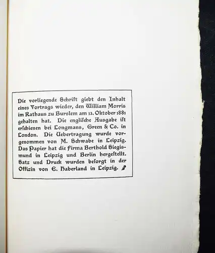 Morris, Die Kunst und die Schönheit der Erde - Leipzi, Seemann 1901 JUGENDSTIL