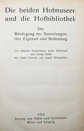 Zimmermann, Die beiden Hofmuseen und die Hofbibliothek - 1920