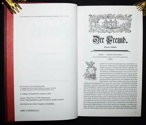 Der Freund. Eine Wochenschrift 1754-56