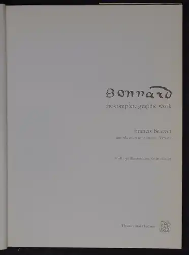 Raisonne - BONNARD - WERKVERZEICHNIS - 19881 - FRANCIS BOUVET