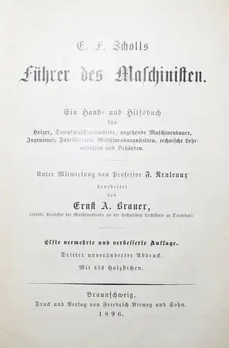 Scholl, Führer des Maschinisten - 1896 MECHANIK AUTOMOBIL EISENBAHN