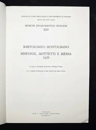 BAROCK-MUSIK- 1629 - Montalbano, Sinfonie, mottetti e messa - BAROCCO