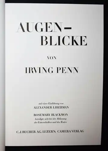 Penn, Augen-Blicke ERSTE DEUTSCHE AUSGABE