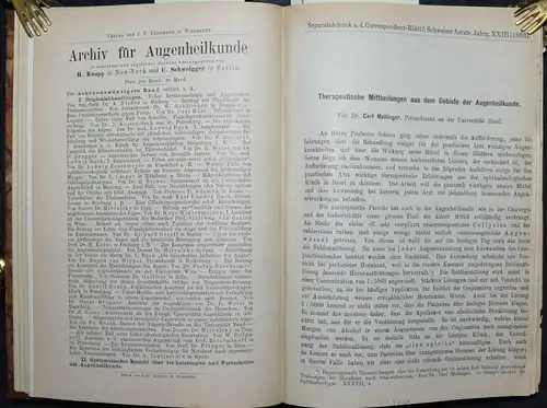 OPHTHALMOLOGIE – BASLER ARBEITEN - AUGENKRANKHEITEN - AUGENHEILKUNDE - 1889-1920