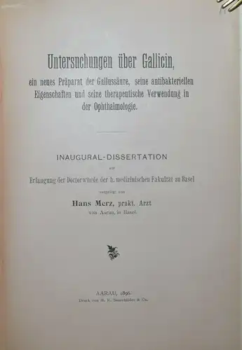 OPHTHALMOLOGIE – BASLER ARBEITEN - AUGENKRANKHEITEN - AUGENHEILKUNDE - 1889-1920