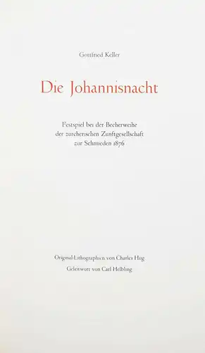 Keller, Die Johannisnacht - Eines von 700 Exemplaren Lithographien Charles Hug